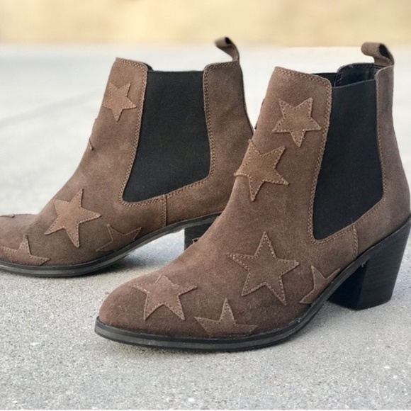 Rebels Brown Leather Suede Star Applique Boots - Picture 1 of 9